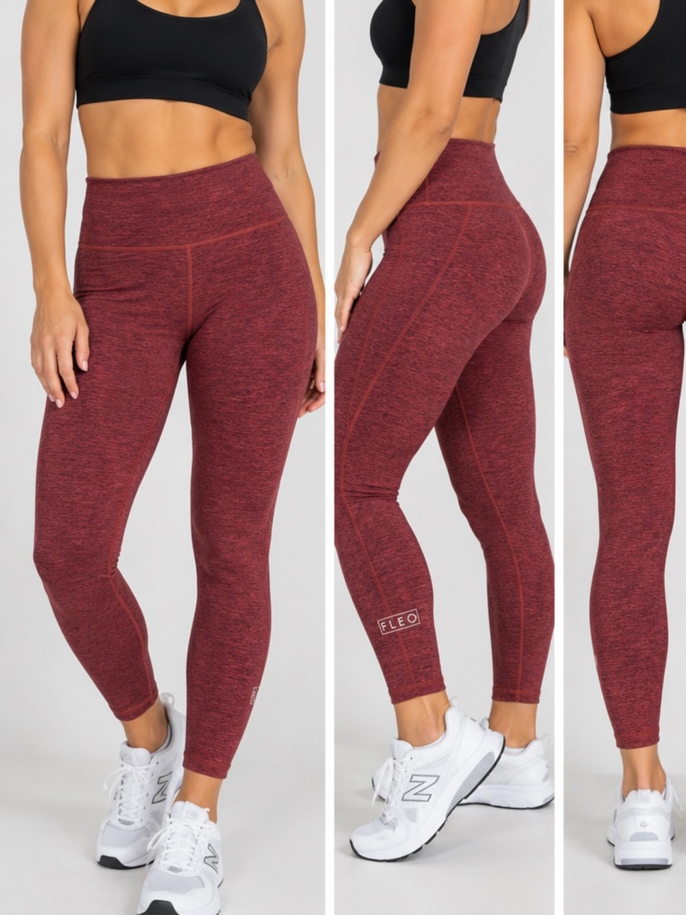 FLEO 7/8 High Rise Leggings Burgundy Heathered Red Women’s XL